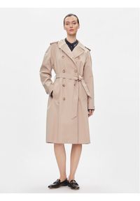 TOMMY HILFIGER - Tommy Hilfiger Trencz Cotton Classic Trench WW0WW40482 Beżowy Regular Fit. Kolor: beżowy. Materiał: bawełna #1