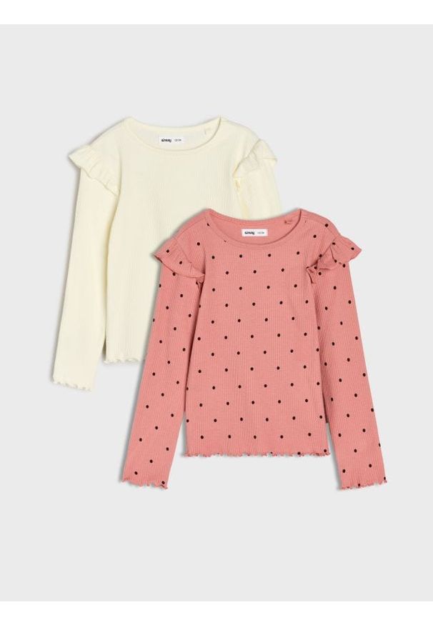 Sinsay - Prążkowana koszulka 2 pack - wielobarwny. Materiał: prążkowany