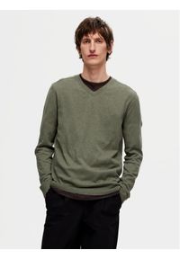 Selected Homme Sweter 16090147 Zielony Regular Fit. Kolor: zielony. Materiał: bawełna