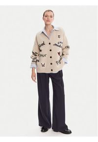 Weekend Max Mara Kardigan Belgio 2525346082 Beżowy Relaxed Fit. Kolor: beżowy. Materiał: wełna #3