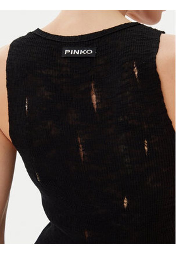 Pinko - PINKO Sukienka dzianinowa 105141 A2LP Czarny Slim Fit. Kolor: czarny. Materiał: bawełna