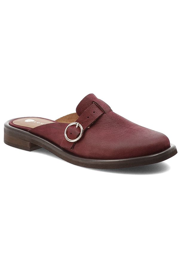 Klapki damskie Armodo, skórzana cholewka naturalna wsuwana konstrukcja z subtelną klamrą odkryta pięta niski stabilny obcas wygodne codzienne wykończ. Okazja: na co dzień. Kolor: fioletowy. Materiał: skóra. Obcas: na obcasie. Styl: casual. Wysokość obcasa: niski