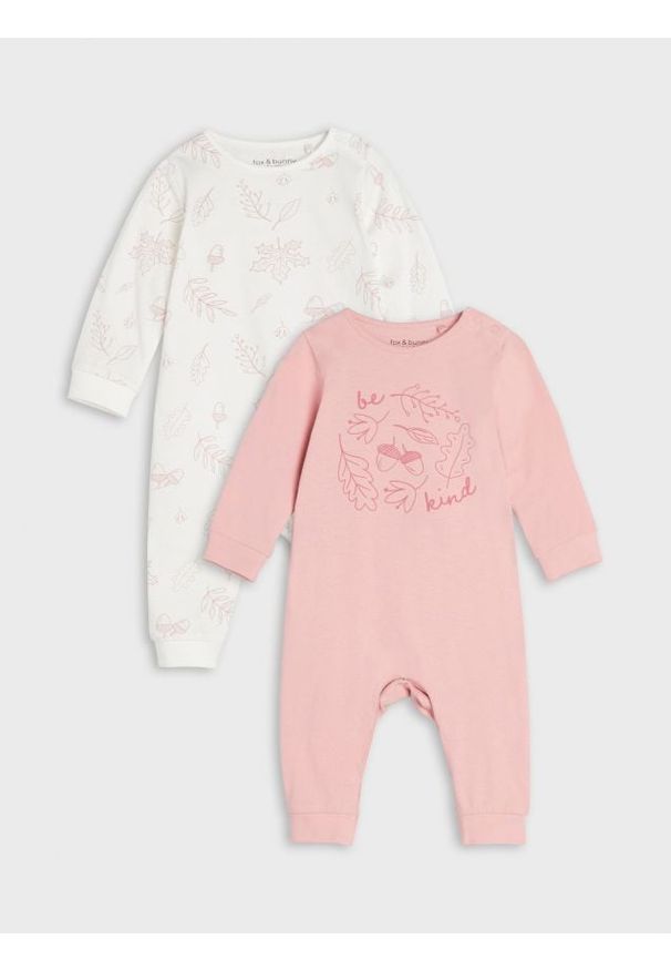 Sinsay - Pajacyki 2 pack - różowy. Kolor: różowy. Materiał: bawełna