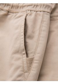 Ombre Clothing - Spodenki męskie bawełniane cargo z elastycznym pasem – beżowe V3 OM-SRCG-0190 - XXL. Okazja: na co dzień. Kolor: beżowy. Materiał: bawełna. Sezon: lato. Styl: casual #4