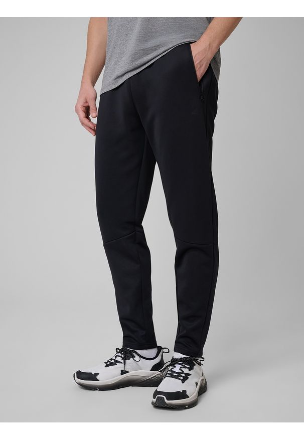 4f - 4F Spodnie treningowe szybkoschnące męskie - czarne S. Kolor: czarny. Materiał: skóra. Sport: fitness
