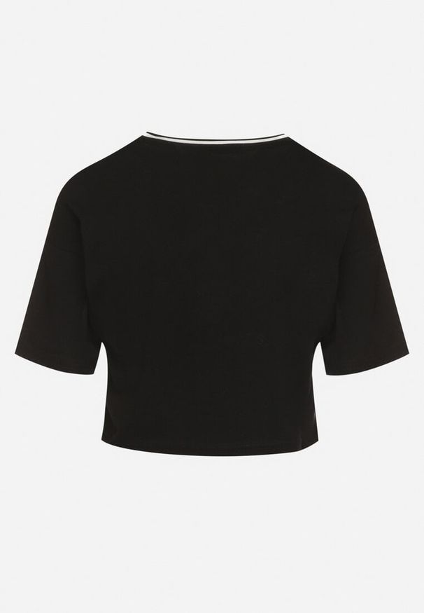 Born2be - Czarny Bawełniany T-shirt z Napisem Nitanelia. Okazja: na co dzień. Kolor: czarny. Materiał: bawełna. Wzór: napisy. Styl: casual