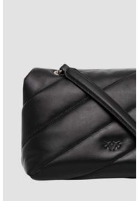 Pinko - PINKO Czarna listonoszka ze srebrnymi okuciami damska Love Puff Classic. Kolor: czarny. Styl: elegancki, klasyczny #3