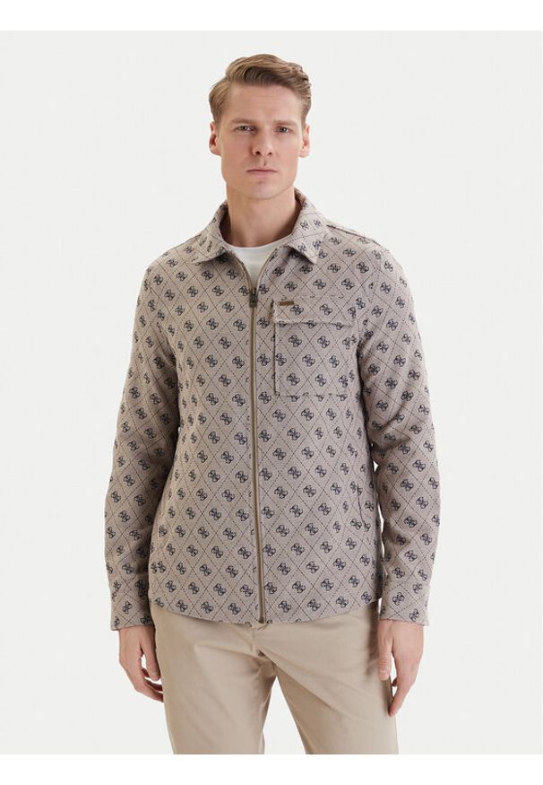 Guess Kurtka przejściowa M6GL05 W1661 Beżowy Classic Fit. Kolor: beżowy. Materiał: syntetyk, bawełna