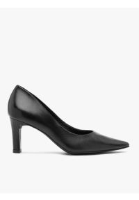 Ryłko - Czarne eleganckie czółenka na obcasie. Zapięcie: bez zapięcia. Kolor: czarny. Materiał: skóra. Sezon: lato. Obcas: na obcasie. Styl: elegancki, klasyczny. Wysokość obcasa: średni #1