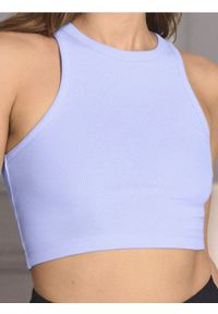 Sinsay - Crop top w prążki - niebieski. Kolor: niebieski. Wzór: prążki