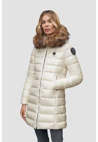 Blauer USA - BLAUER Biała damska kurtka Kristin Raincoat Long Jackets, Rozmiar XL. Kolor: biały. Materiał: puch, poliamid