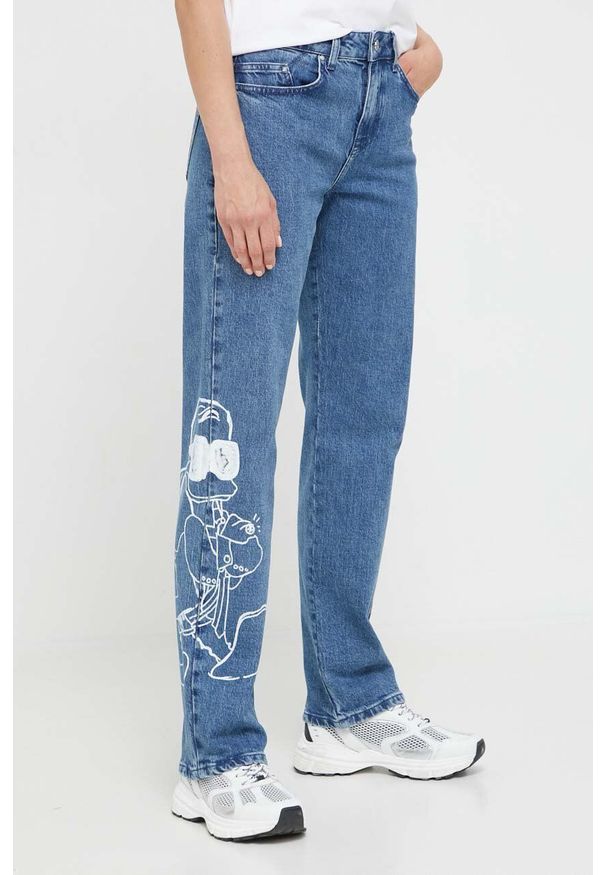 Karl Lagerfeld jeansy damskie high waist. Stan: podwyższony. Kolor: niebieski