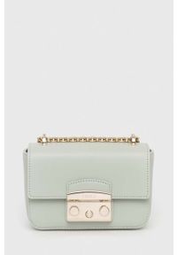Furla torebka skórzana kolor zielony. Kolor: zielony. Materiał: skórzane #1