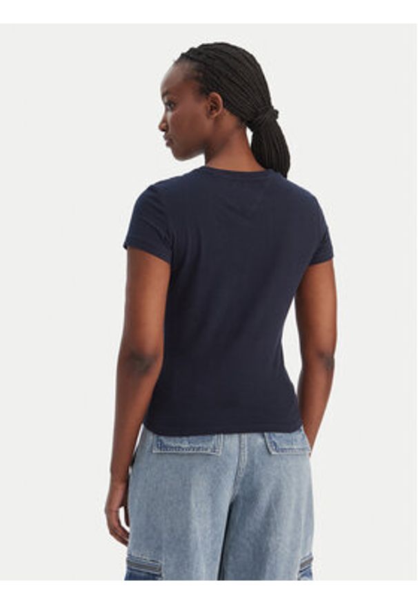 Tommy Jeans T-Shirt DW0DW22273 Granatowy Slim Fit. Kolor: niebieski. Materiał: bawełna