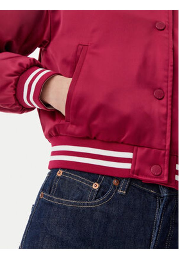 Tommy Jeans Kurtka bomber Satin Coach DW0DW20229 Różowy Regular Fit. Kolor: różowy. Materiał: syntetyk