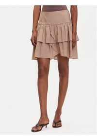 Vero Moda Spódnica mini Clara 10336425 Beżowy Regular Fit. Kolor: beżowy. Materiał: wiskoza #1