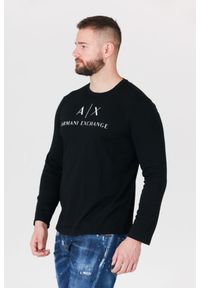 Armani Exchange - ARMANI EXCHANGE Czarny longsleeve męski z logo. Kolor: czarny. Materiał: prążkowany. Długość rękawa: długi rękaw #3