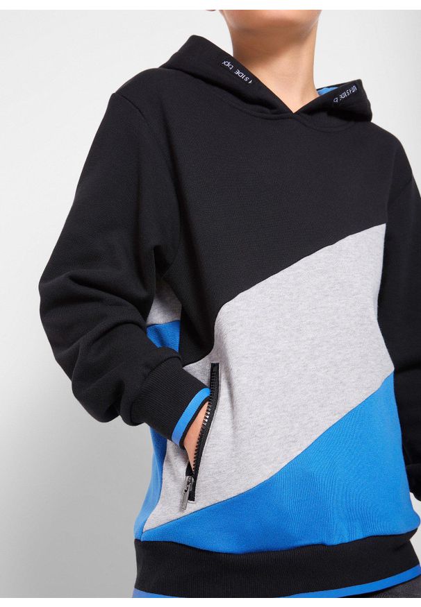 bonprix - Bluza z kapturem z czystej bawełny organicznej. Typ kołnierza: kaptur. Kolor: czarny. Materiał: bawełna