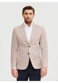 Pako Lorente - Beżowa marynarka melanż. Okazja: na co dzień. Kolor: beżowy. Materiał: poliester, bawełna, dzianina. Wzór: melanż. Sezon: wiosna. Styl: casual #1