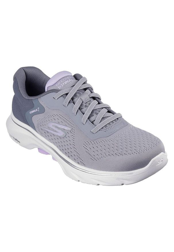 skechers - Buty sportowe damskie Skechers Summits-New Daily Slip-ins. Kolor: fioletowy, szary, wielokolorowy. Materiał: materiał. Szerokość cholewki: normalna