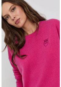 Pinko - Sweter wełniany. Okazja: na co dzień. Kolor: różowy. Materiał: wełna. Długość rękawa: długi rękaw. Długość: długie. Styl: casual #4
