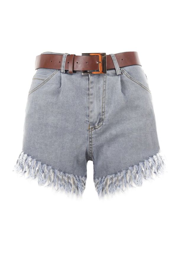 Born2be - Jasnoniebieskie Szorty Ianthameia. Kolor: niebieski. Materiał: materiał, jeans. Styl: klasyczny, wakacyjny