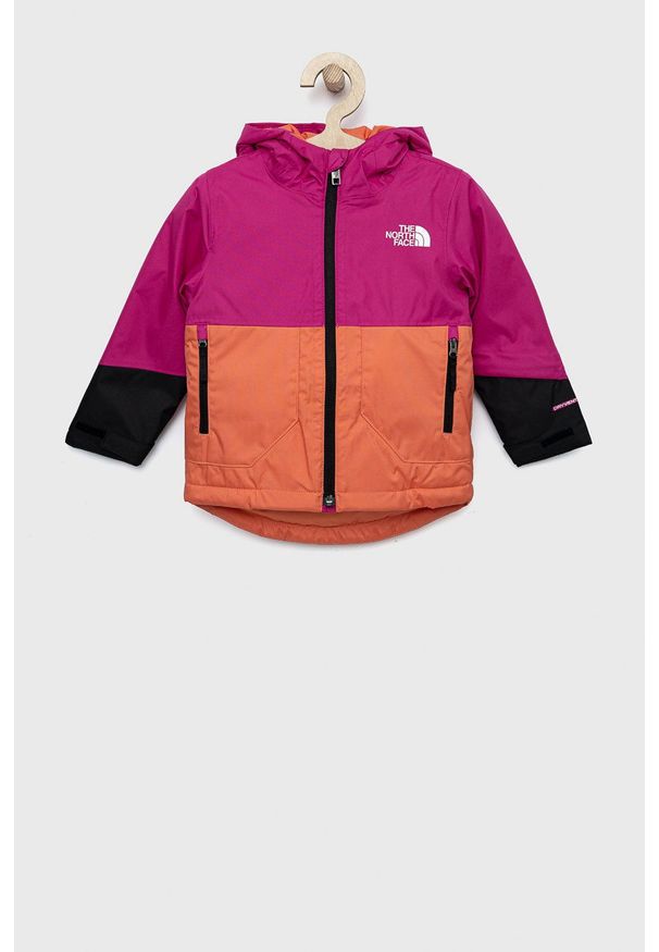 The North Face kurtka dziecięca KID FREEDOM INSULATED JACKET kolor różowy. Typ kołnierza: kaptur. Kolor: różowy. Materiał: materiał, tkanina, włókno, poliester