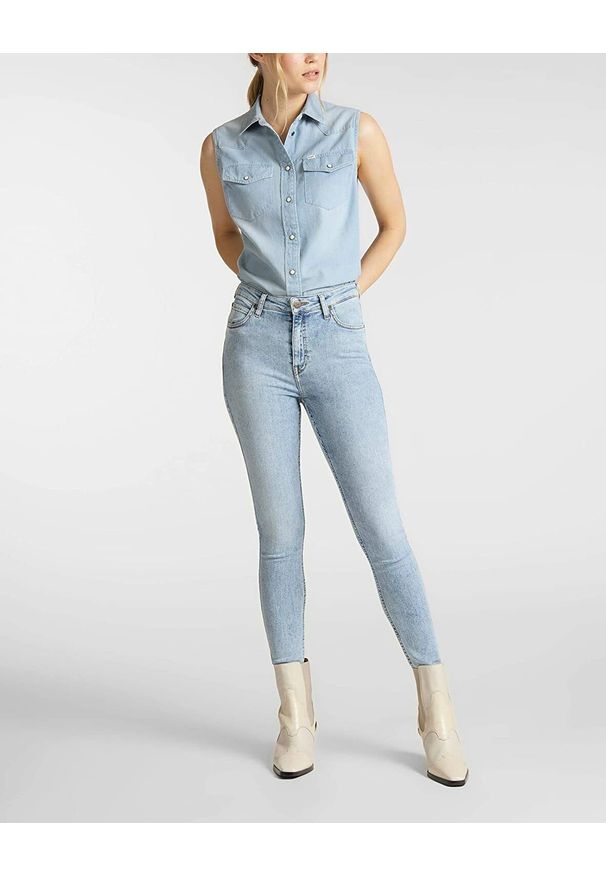 Lee - LEE IVY SUPER SKINNY HIGH DAMSKIE SPODNIE JEANSOWE JEANSY BLEACHED JESS L32EMFBL