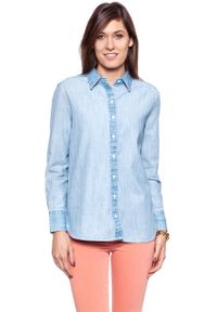 Wrangler - KOSZULA JEANSOWA DAMSKA WRANGLER L/S BOYFRIEND SHIRT LIGHT INDIGO W5217O62E. Okazja: na co dzień. Materiał: jeans. Styl: casual #9