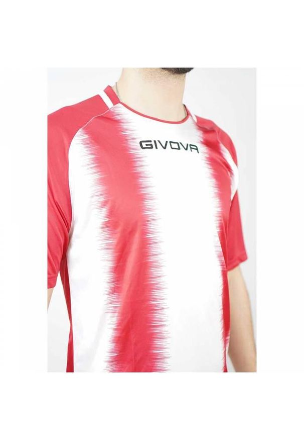 Givova Stripe Sport T-shirt Czerwono-Biały - Lekki i Oddychający. Kolor: czerwony, biały, wielokolorowy. Sport: piłka nożna