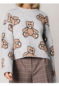 Sinsay - Wzorzysty sweter w misie - szary. Kolor: szary