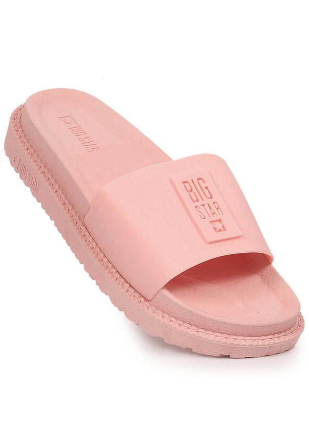 Big-Star - Klapki damskie na platformie pudrowy róż Big Star LL274425. Okazja: na co dzień, na plażę. Kolor: różowy. Materiał: tworzywo sztuczne. Obcas: na platformie. Styl: casual