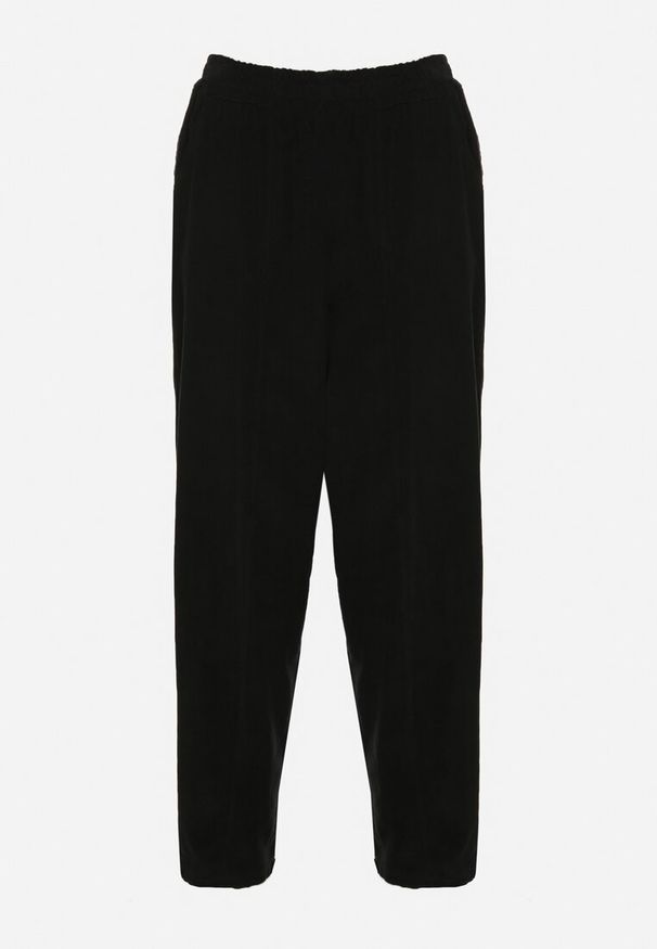 Born2be - Czarne Klasyczne Spodnie z Bawełny z Wysokim Stanem Isesi. Okazja: na co dzień. Stan: podwyższony. Kolor: czarny. Materiał: bawełna. Styl: klasyczny