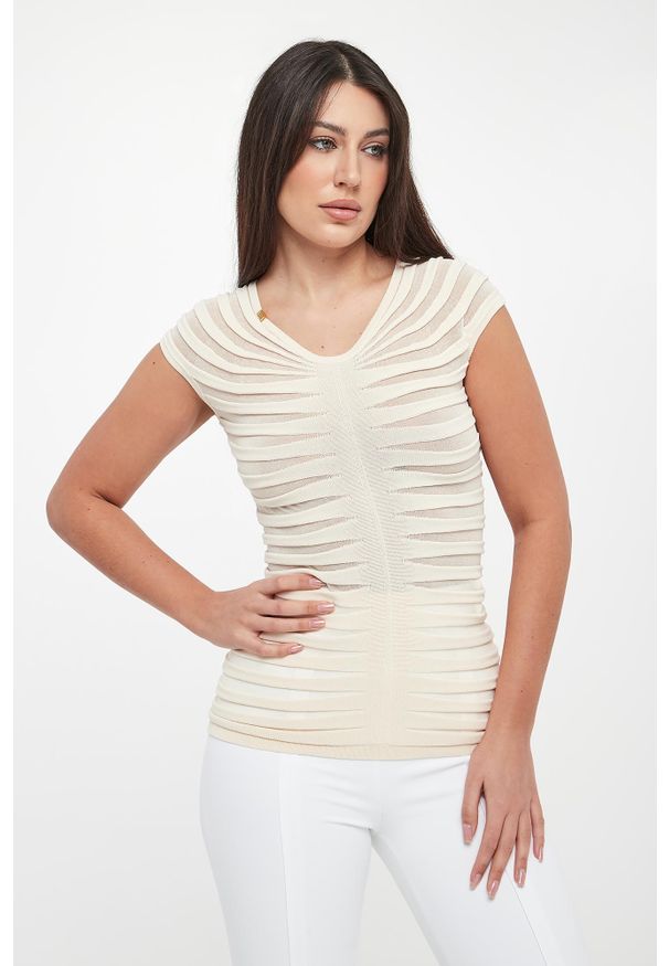 Elisabetta Franchi - Bluzka damska z tiulu ELISABETTA FRANCHI. Materiał: tiul