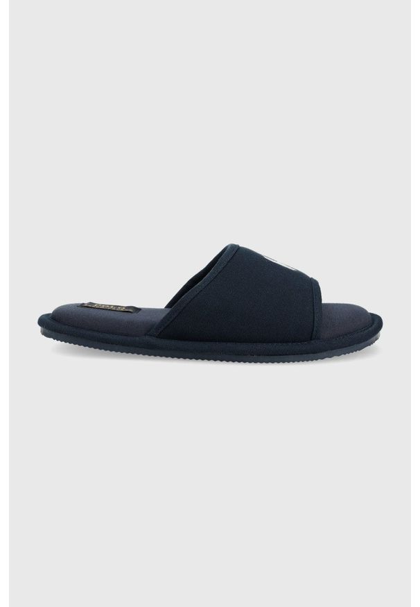 Polo Ralph Lauren kapcie ANTERO kolor granatowy. Kolor: niebieski. Materiał: materiał, guma. Wzór: gładki