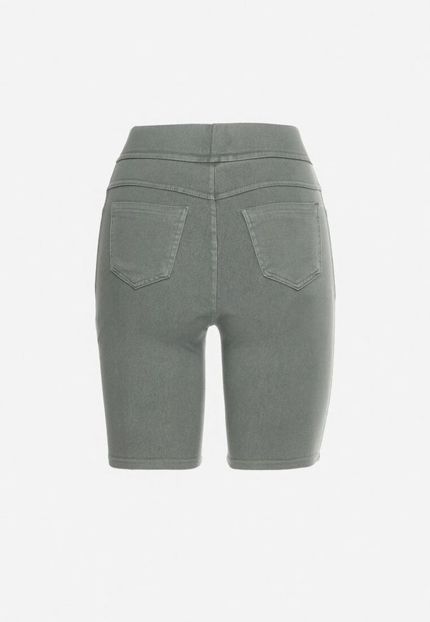 Born2be - Zielone Szorty Jeansowe z Gumką w Pasie i Wysokim Stanem Kivolia. Stan: podwyższony. Kolor: zielony. Materiał: jeans. Sezon: lato