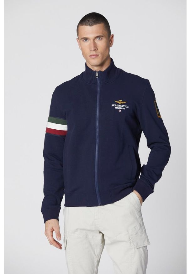 Aeronautica Militare - AERONAUTICA MILITARE Granatowa męska bluza rozpinana, Rozmiar 3XL. Kolor: niebieski