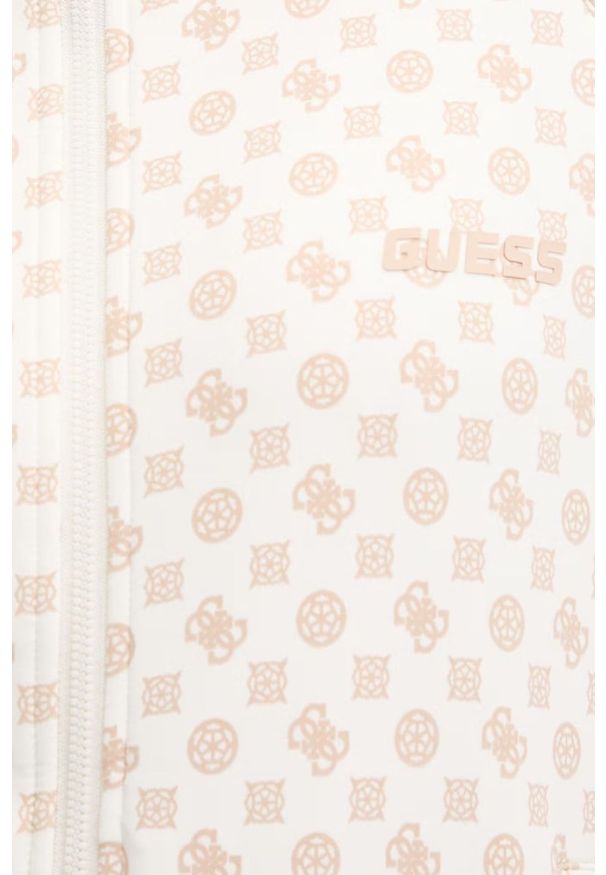 Guess - GUESS Kremowa rozpinana bluza damska w monogram Aggie, Rozmiar S. Okazja: na co dzień. Kolor: beżowy. Styl: elegancki, casual, sportowy