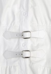 Renee - Biała Sukienka na Guziki z Gorsetowym Panelem z Klamrami w Talii Frose. Typ kołnierza: dekolt gorset. Kolor: biały. Typ sukienki: gorsetowe. Długość: midi #5