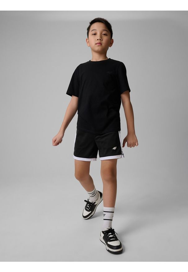 4f - 4F T-shirt regular gładki chłopięcy - biały 140 (9-10 lat). Okazja: na uczelnię, na co dzień, na spacer. Kolor: czarny. Materiał: materiał, bawełna, skóra, dzianina. Wzór: gładki. Sezon: lato. Styl: casual