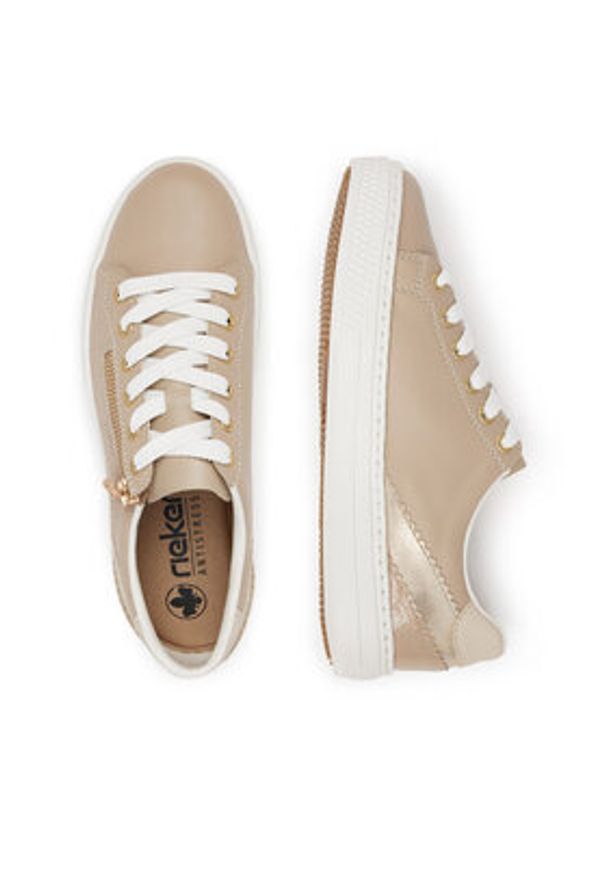 Rieker Sneakersy L5900-62 Beżowy. Kolor: beżowy. Materiał: skóra