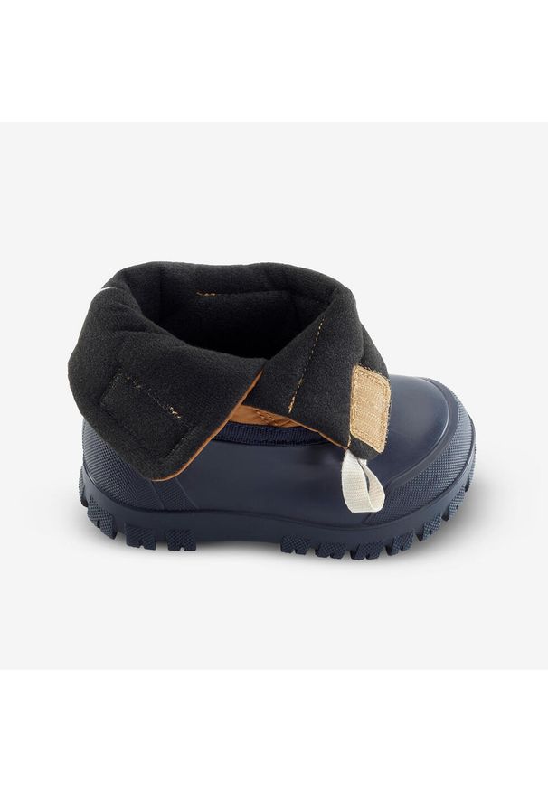 WEDZE - Buty zimowe śniegowce dla dzieci Wedze 500. Zapięcie: rzepy. Kolor: pomarańczowy, brązowy, niebieski, wielokolorowy. Szerokość cholewki: normalna. Wzór: paski. Sezon: zima. Sport: turystyka piesza