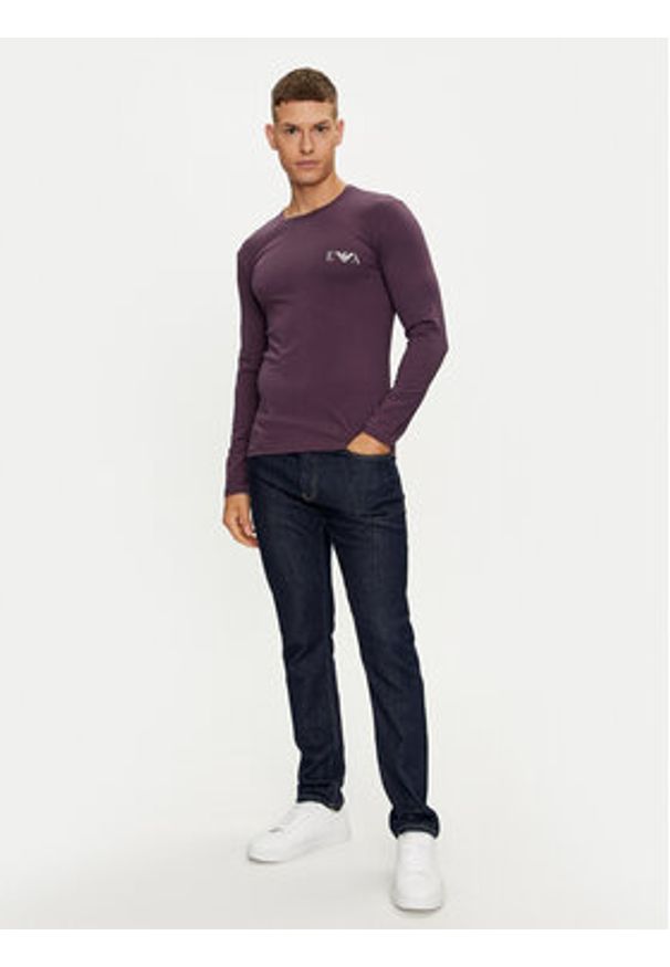 Emporio Armani Underwear Longsleeve 111023 4F715 05093 Fioletowy Slim Fit. Kolor: fioletowy. Materiał: bawełna. Długość rękawa: długi rękaw