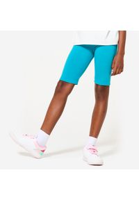 DOMYOS - Legginsy sportowe dla dzieci Domyos krótkie. Kolor: zielony, niebieski, wielokolorowy. Materiał: bawełna, materiał, elastan. Długość: krótkie. Styl: sportowy