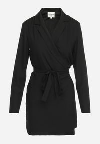 Born2be - Czarna Klasyczna Sukienka Kopertowa z Rozszerzanymi Rękawami i Paskiem Arlevi. Kolor: czarny. Typ sukienki: kopertowe. Styl: klasyczny #4