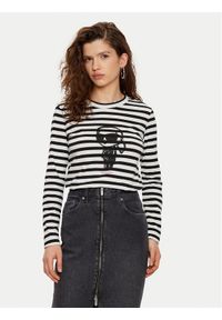 Karl Lagerfeld - KARL LAGERFELD Bluzka A1W17137 Czarny Regular Fit. Typ kołnierza: dekolt w karo. Kolor: czarny. Materiał: bawełna #1