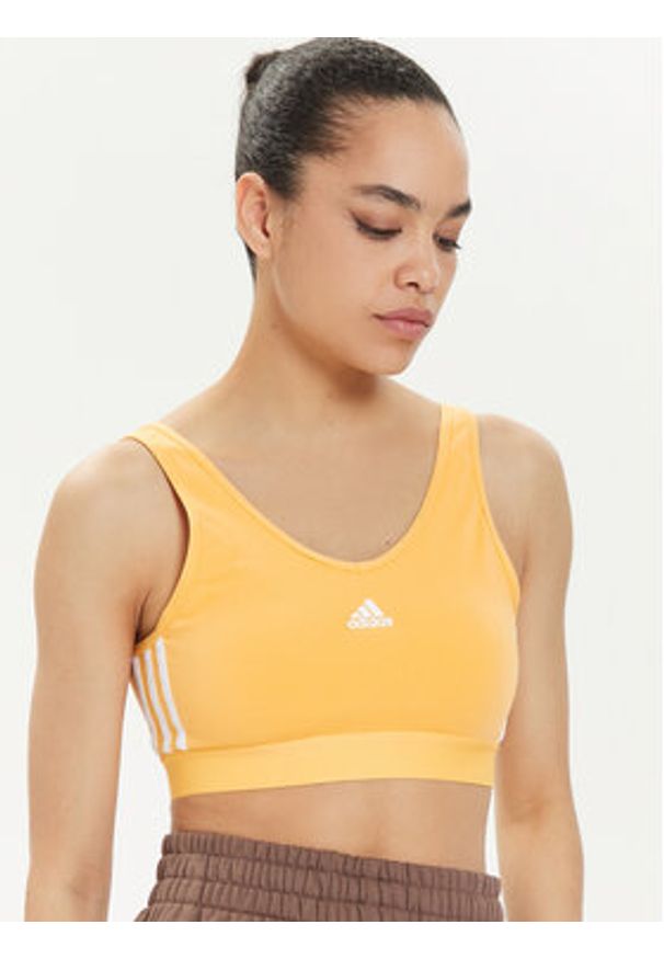 Adidas - adidas Top Essentials 3-Stripes IR6110 Żółty Slim Fit. Kolor: żółty. Materiał: bawełna