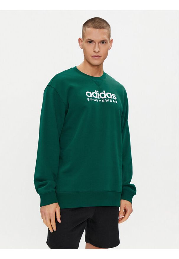 Adidas - adidas Bluza All SZN Fleece Graphic IJ9440 Zielony Loose Fit. Kolor: zielony. Materiał: bawełna