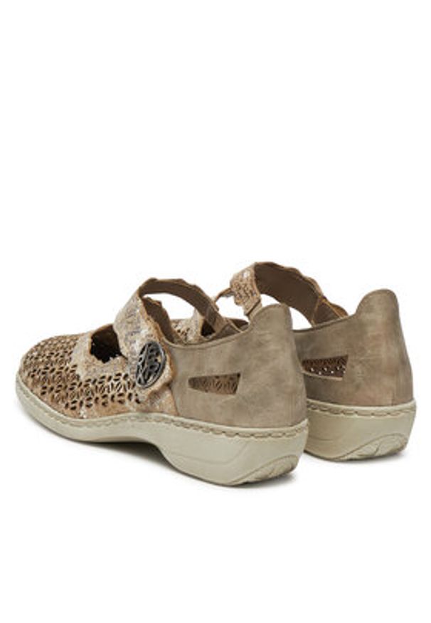 Rieker Półbuty 413G4-90 Beżowy. Kolor: beżowy. Materiał: skóra