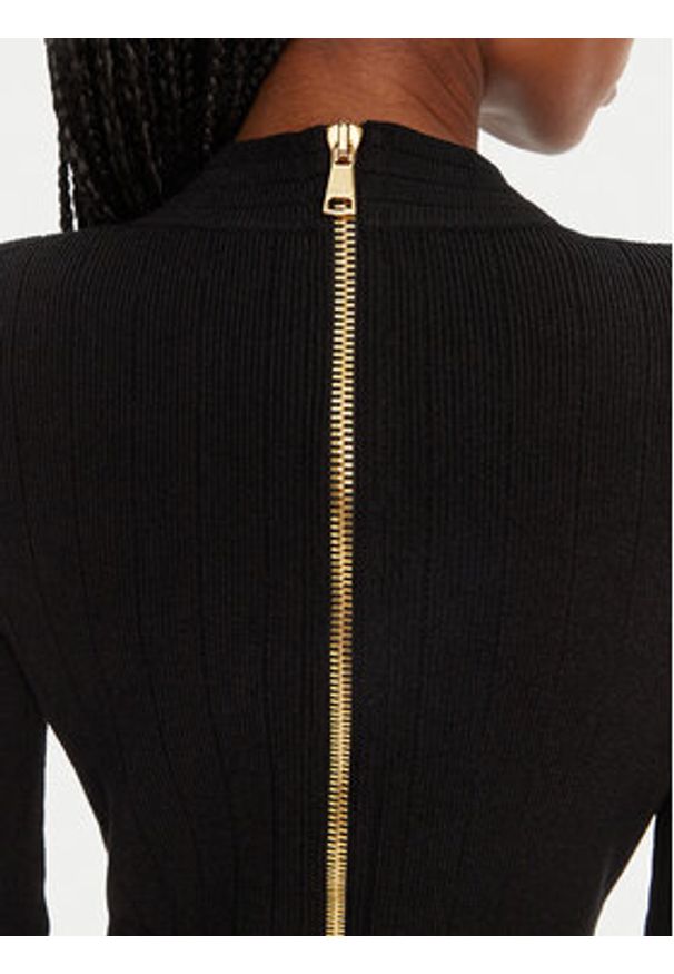 Balmain Sukienka dzianinowa DF1R8059KB07 Czarny Regular Fit. Kolor: czarny. Materiał: wiskoza